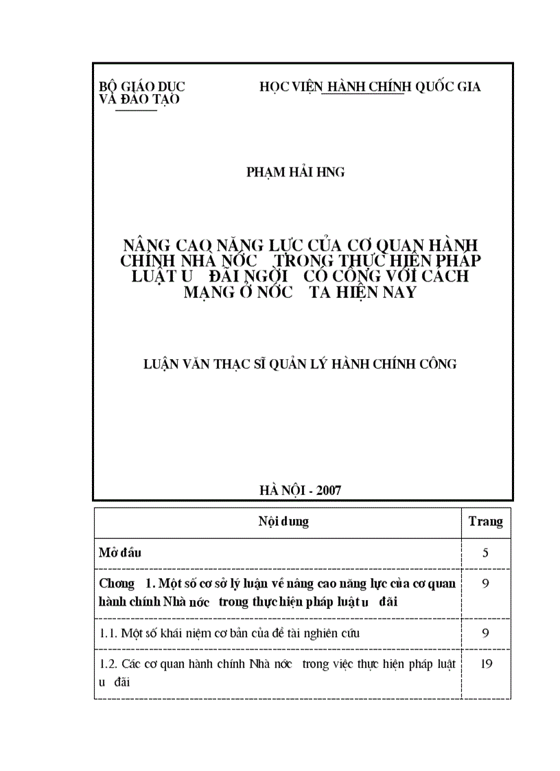 Nâng cao năng lực của Cơ quan hành chính nhà nước trong thực hiện pháp luật ưu đãi người có công với cách mạng ở nước ta hiện nay