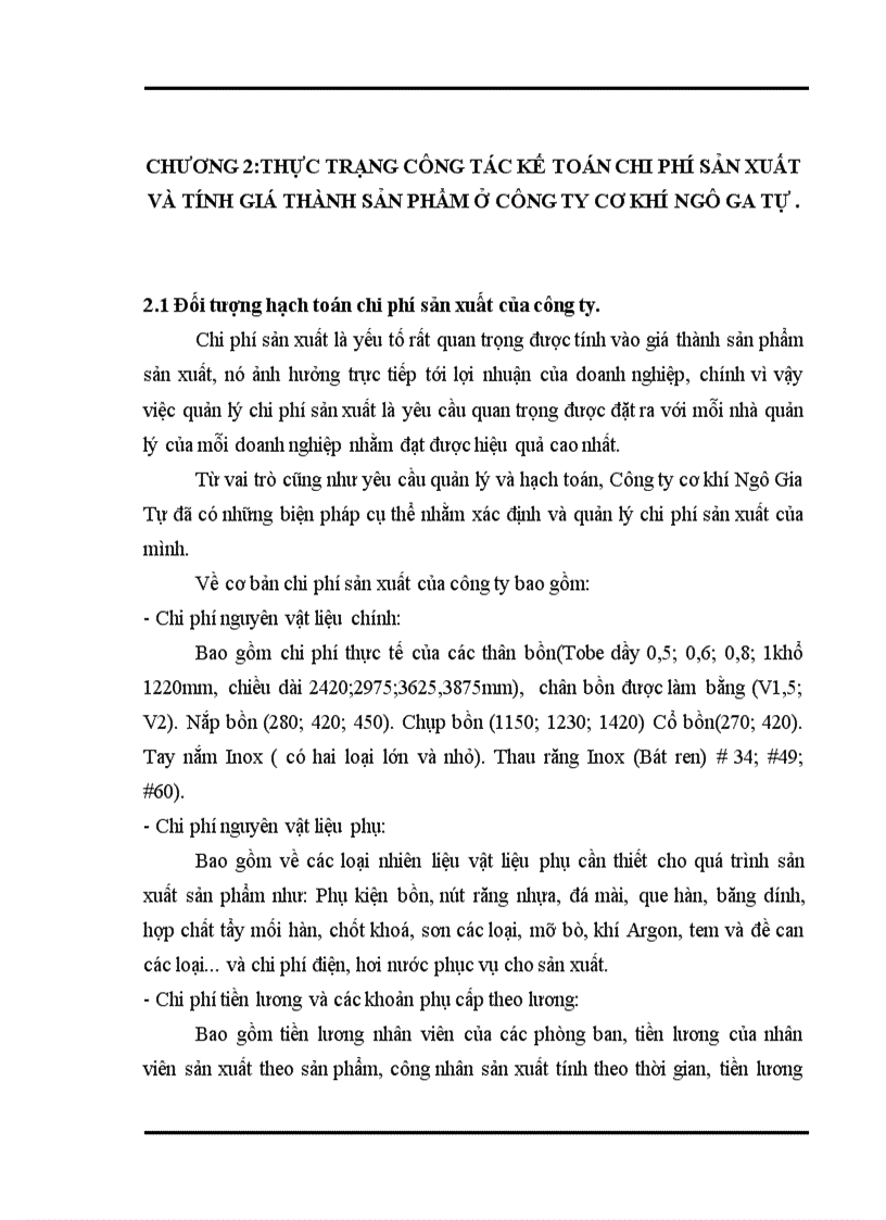Thực trạng công tác kế toán chi phí sản xuất và tính giá thành sản phẩm ở công ty cơ khí Ngô Gia Tự