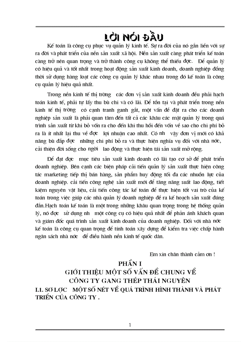 Phân tích công tác kế toán tài chính tại công ty gang thép Thái Nguyên