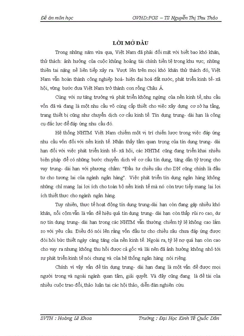 Bàn về tín dụng trung dài hạn 1