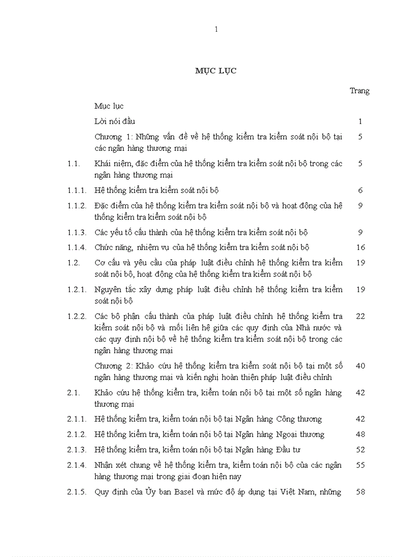Pháp luật điều chỉnh hệ thống kiểm tra kiểm soát nội bộ của ngân hàng thương mại và hoạt động của hệ thống kiểm tra kiểm soát nội bộ 1