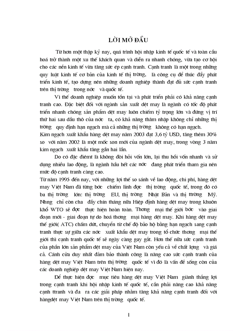 Một số giải pháp nhằm nâng cao khả năng cạnh tranh của hàng dệt may Việt Nam trên thị trường quốc tế 1