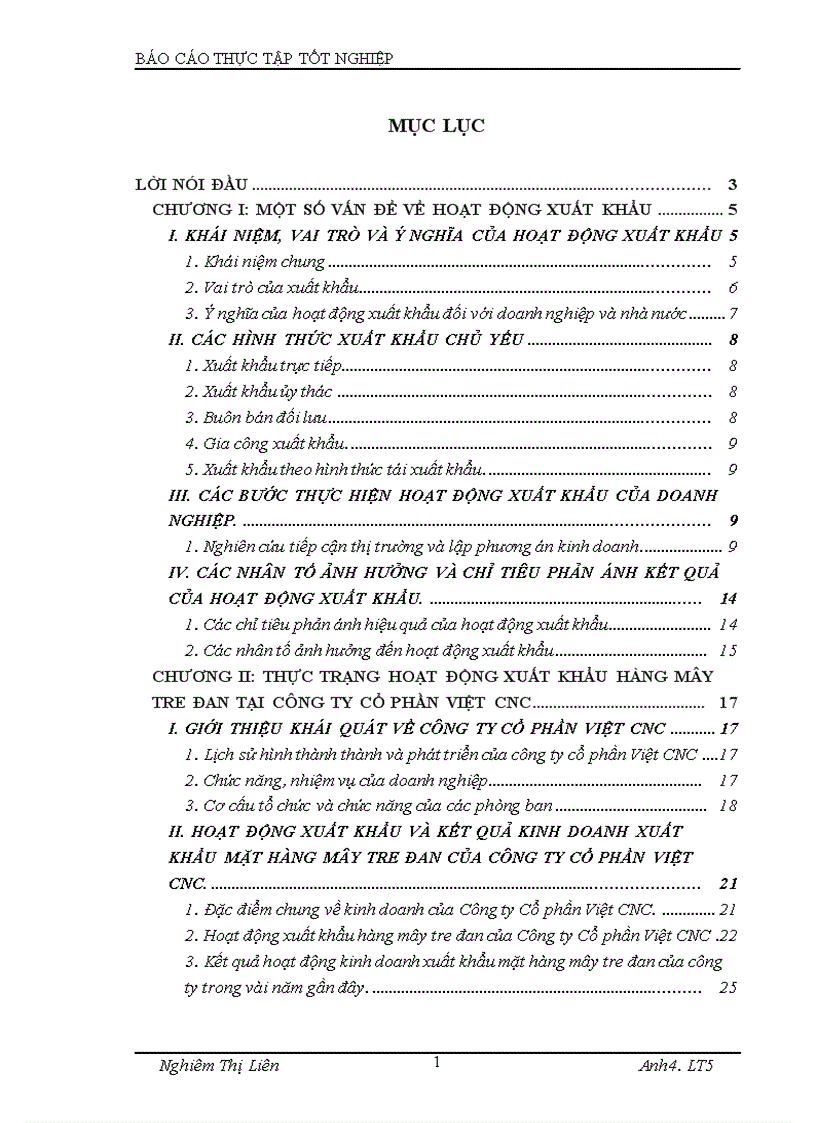 Một số giải pháp nhằm đẩy mạnh hoạt động xuất khẩu hàng mây tre đan tại Công ty Cổ phần Việt CNC