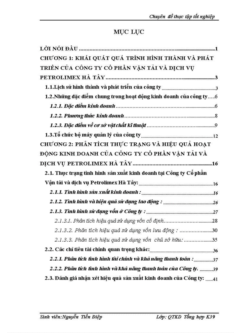Một số giải pháp nhằm nâng cao hiệu quả sản xuất kinh doanh của Công ty Cổ phần vận tải và dịch vụ Petrolimex Hà Tây 1