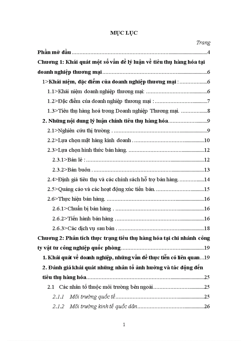 Đẩy mạnh tiêu thụ hàng hóa tại chi nhánh công ty vật tư công nghiệp quốc phòng 1