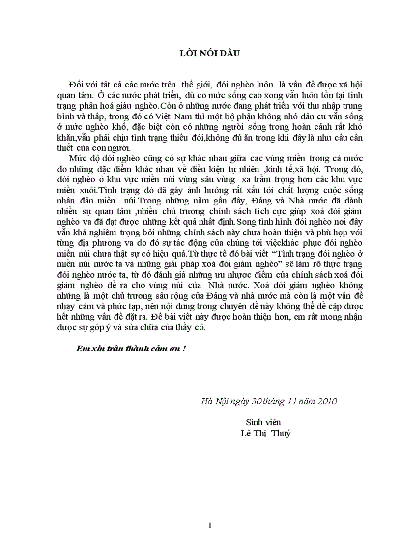 Tình trạng đói nghèo ở miền núi nước ta và những giải pháp xoá đói giảm nghèo