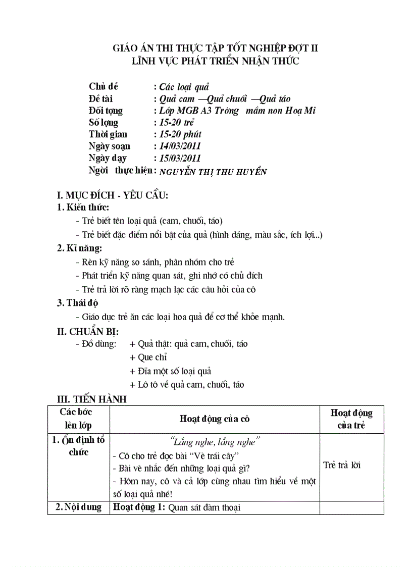 Lĩnh vực phát triển nhận thức