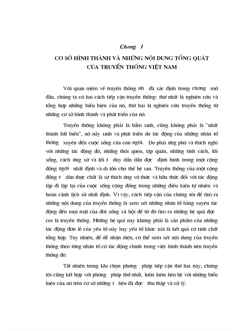 Cơ sở hình thành và những nội dung tổng quát của truyền thống việt nam