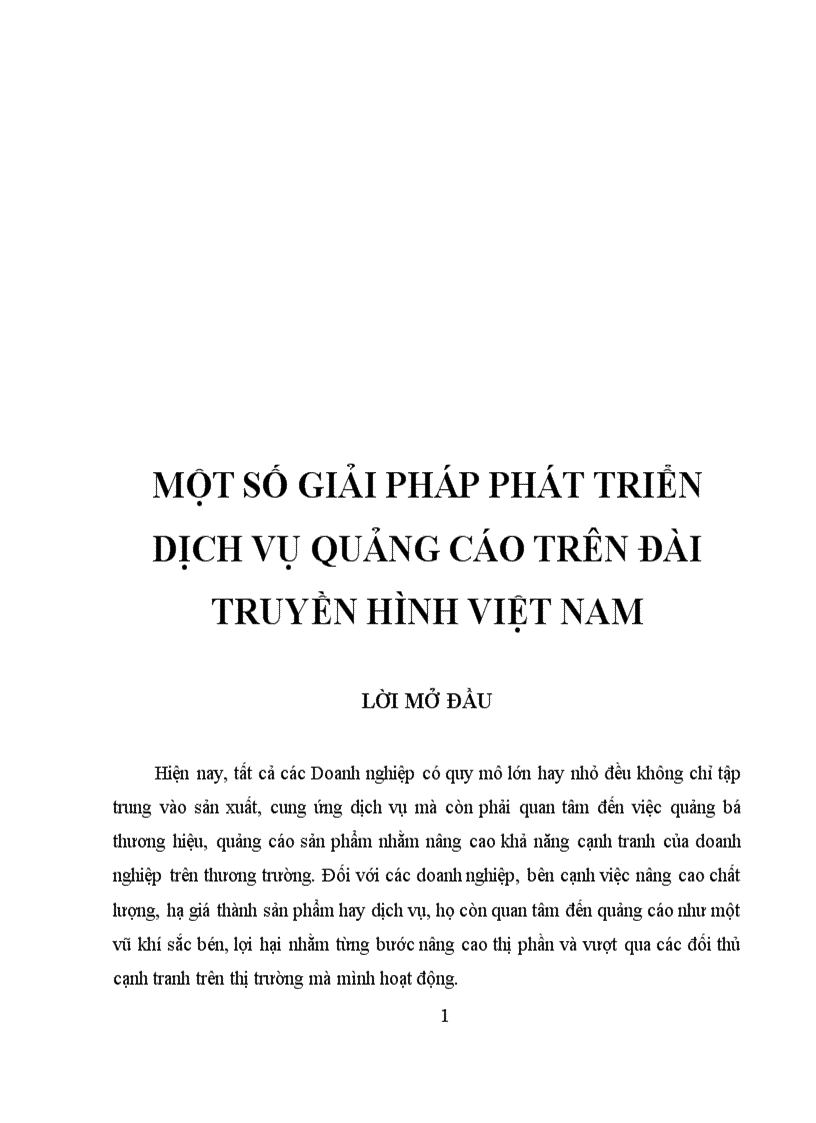 Một số giải pháp phát triển dịch vụ quảng cáo trên đài truyền hình VIỆT NAM