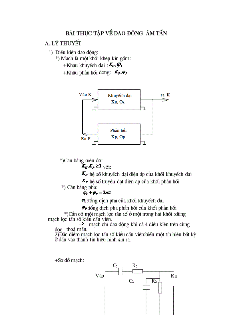 Bài thực tập về dao động âm tần