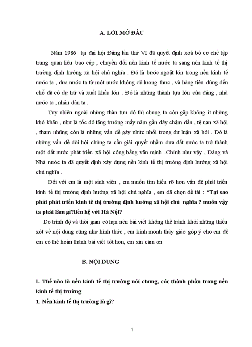 Tại sao phải phát triển kinh tế thị trường định hướng xã hội chủ nghĩa muốn vậy ta phải làm gì liên hệ với Hà Nội