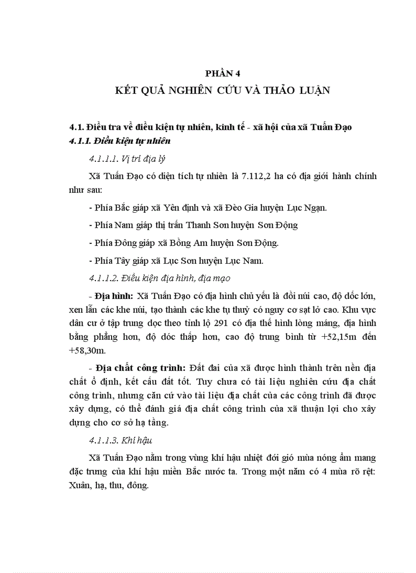 Nghiên cứu một số điều kiện tự nhiên xã hội ảnh hưởng đến kinh tế xã Tuấn Đạo