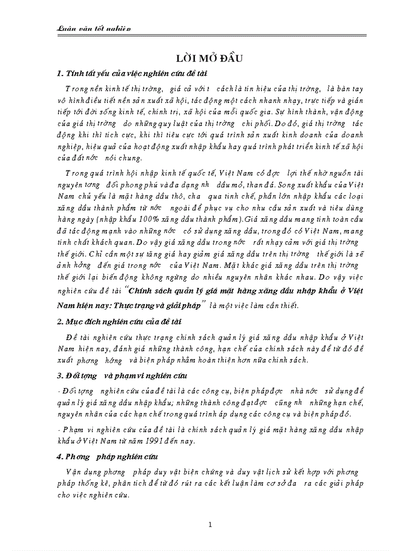 Chính sách quản lý giá mặt hàng xăng dầu nhập khẩu ở Việt Nam hiện nay Thực trạng và giải pháp 1