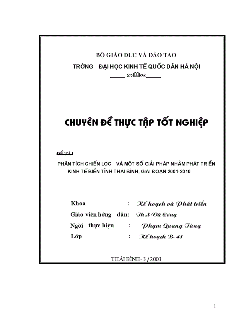 Thực trạng phát triển của ngành kinh tế biển Tỉnh Thái Bình giai đoạn 1997 2003 chiến lược và các giải pháp thực hiện chiến lược phát triển kinh tế biển tỉnh thái bình giai đoạn 2001 2010