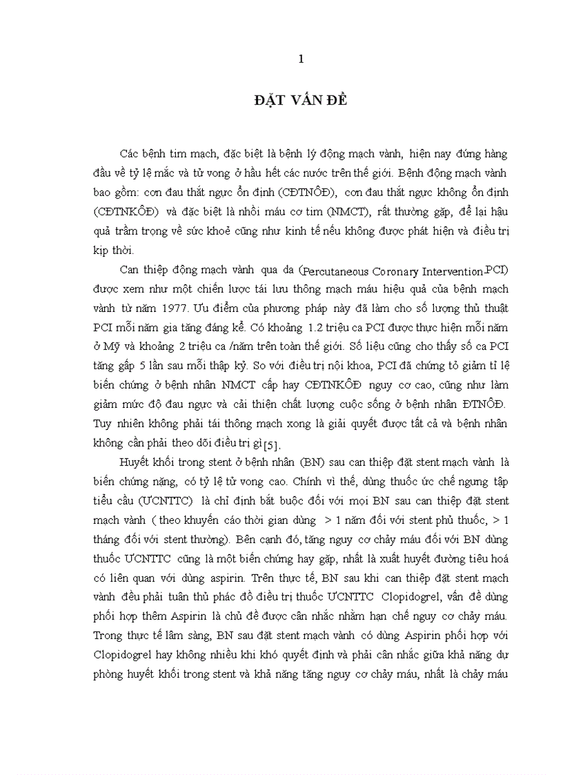 Nghiên cứu độ ngưng tập tiểu cầu ở bệnh nhân trước và sau can thiệp đặt stent động mạch vành