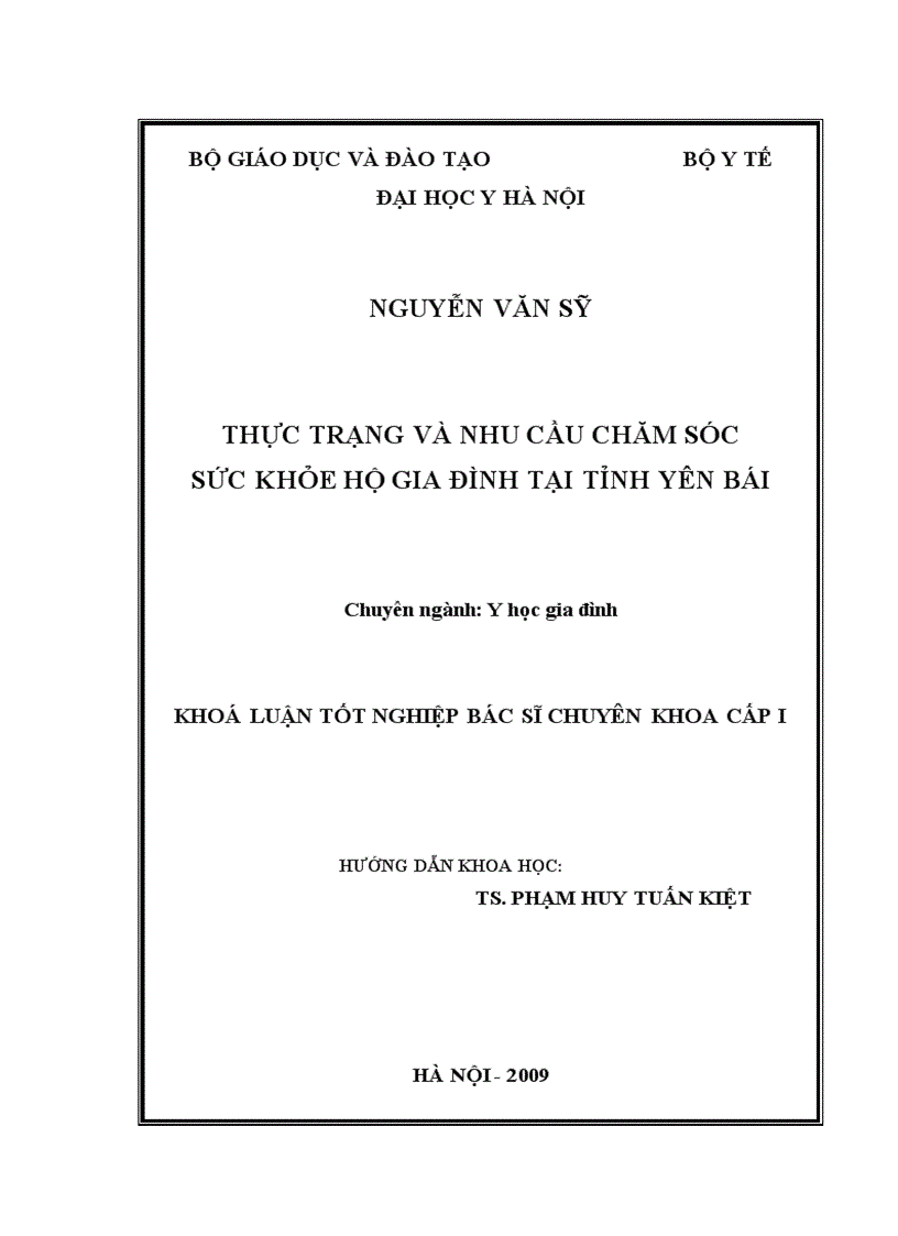 Thực trạng và nhu cầu chăm sóc sức khỏe hộ gia đình tại tỉnh yên bái 1