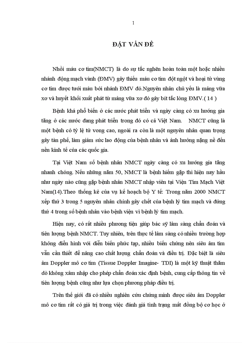 Nghiên cứu tình trạng mất đồng bộ chức năng thất ở bệnh nhân NMCT bằng siêu âm Doppler mô tại viện Tim Mạch Việt Nam