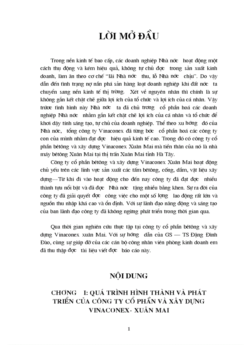 Thực trạng và phương hướng phát triển của công ty cổ phần và xây dựng Vinaconex Xuân Mai