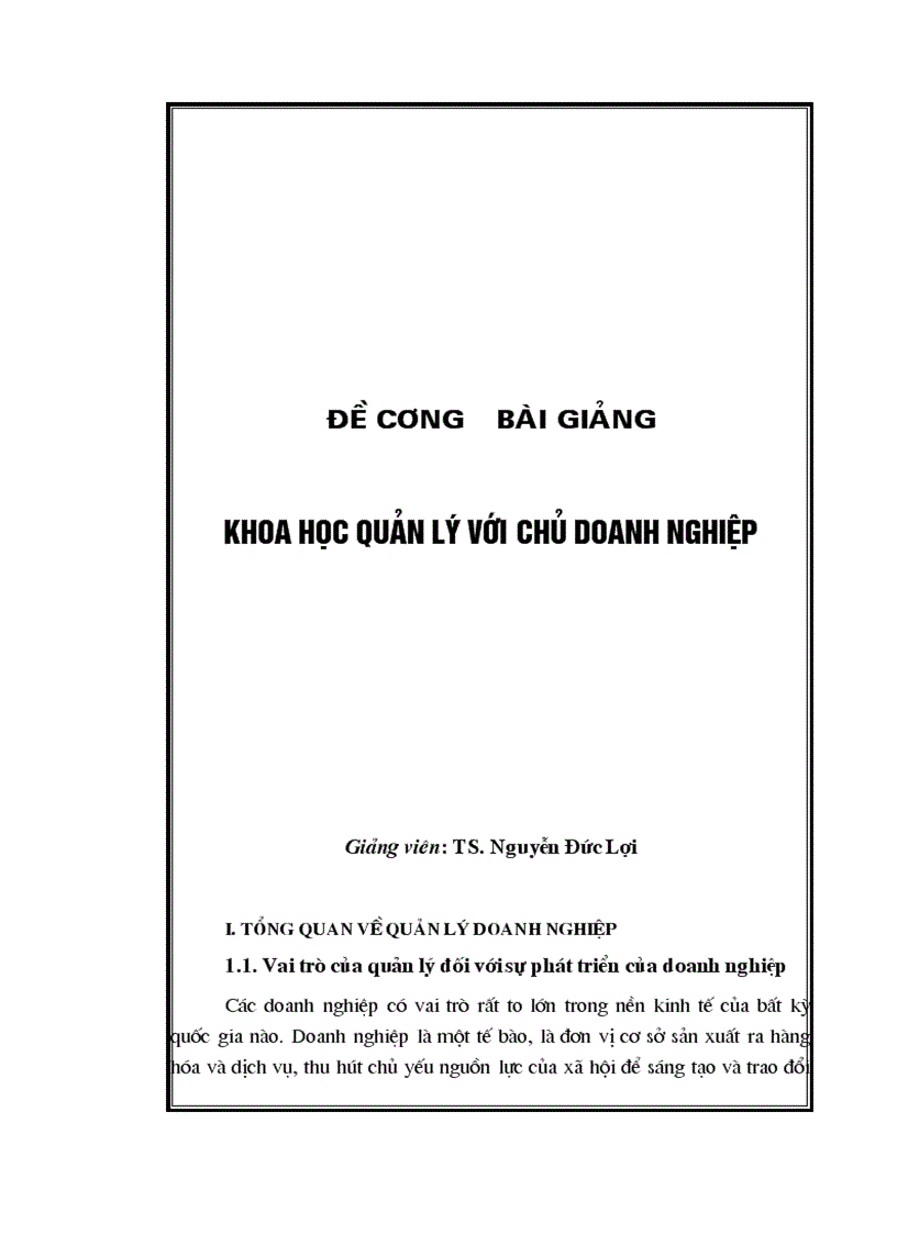 Khoa học quản lý với chủ doanh nghiệp