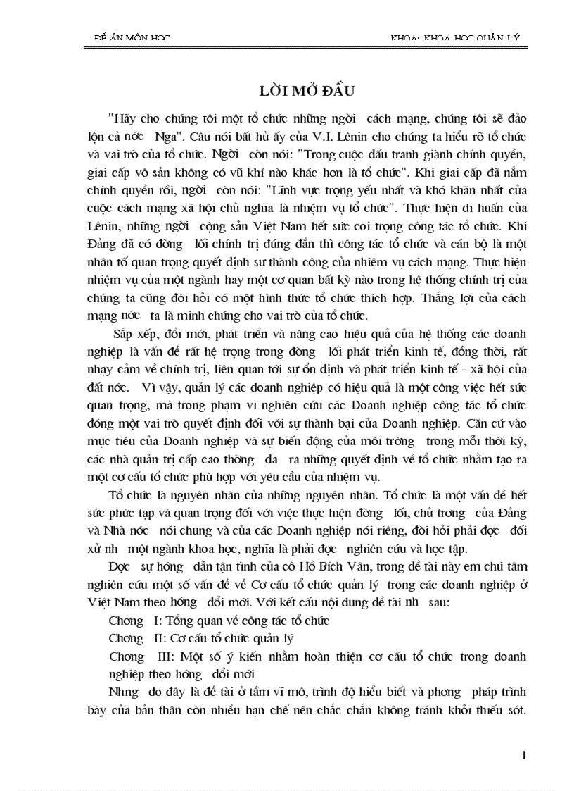 Một số ý kiến nhằm hoàn thiện cơ cấu tổ chức trong doanh nghiệp theo hướng đổi mới 1