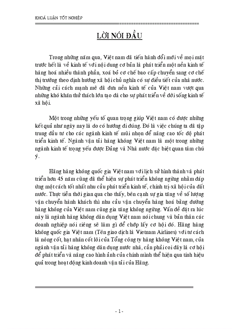 Một số giải pháp đẩy mạnh vận tải hàng hoá xuất nhập khẩu bằng đường hàng không của Việt nam