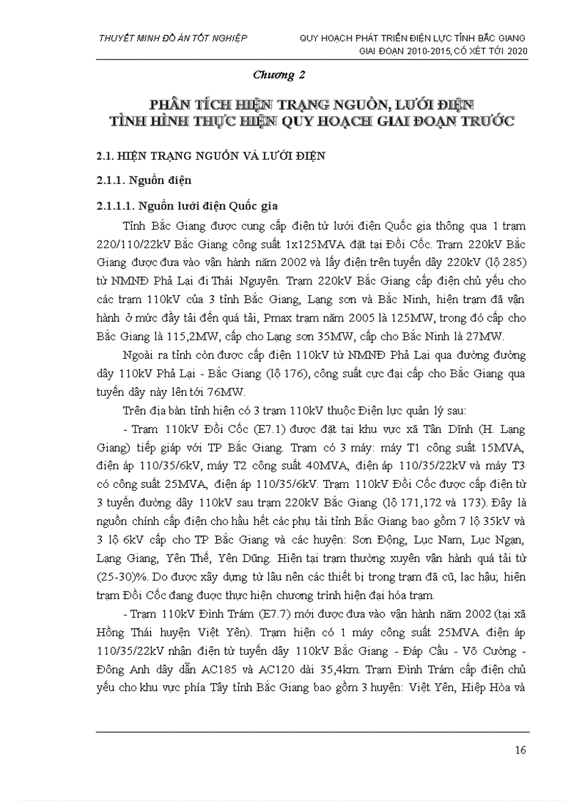 Phân tích hiện trạng nguồn lưới điện tình hình thực hiện quy hoạch giai đoạn 2011 2015