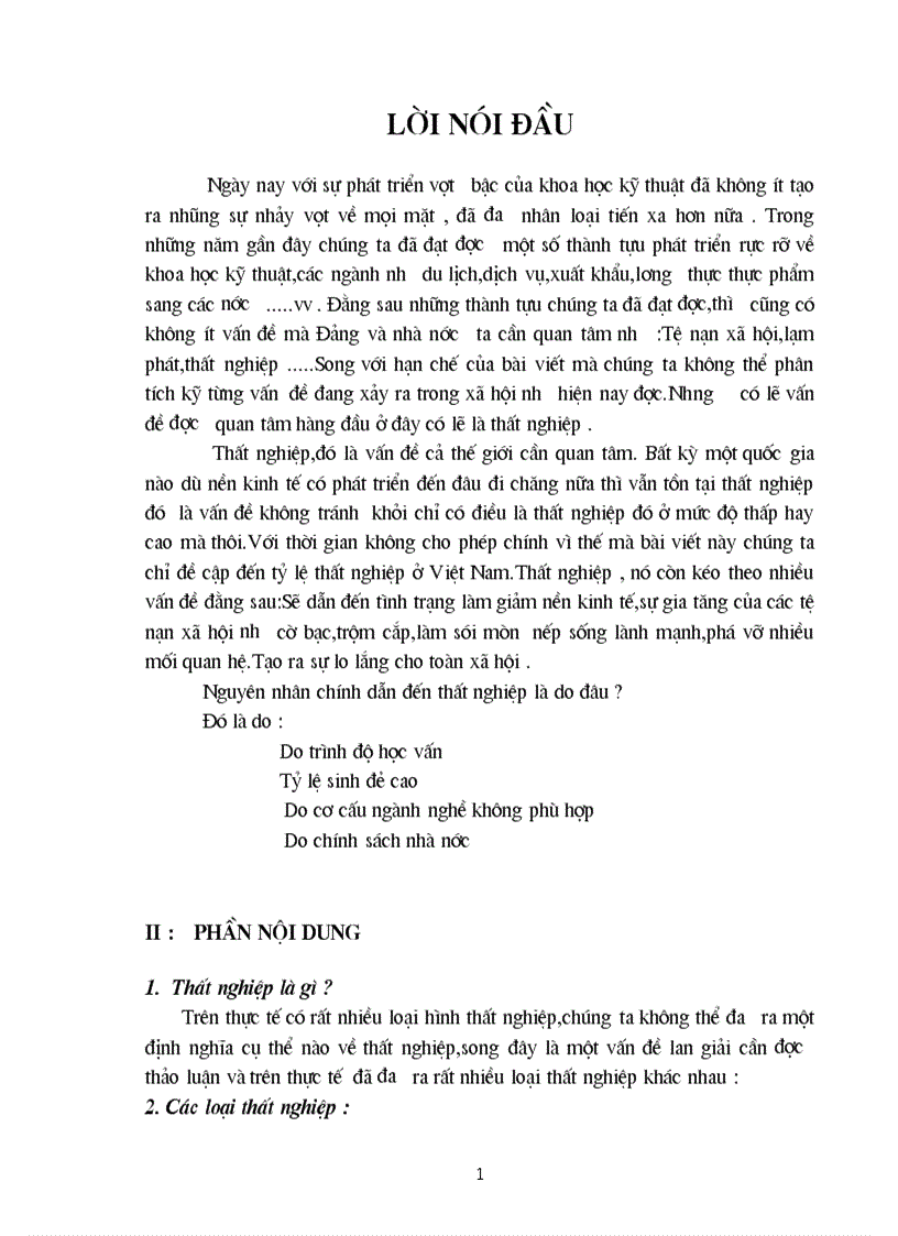 Thất nghiệp ở Việt Nam thực trạng và giải pháp