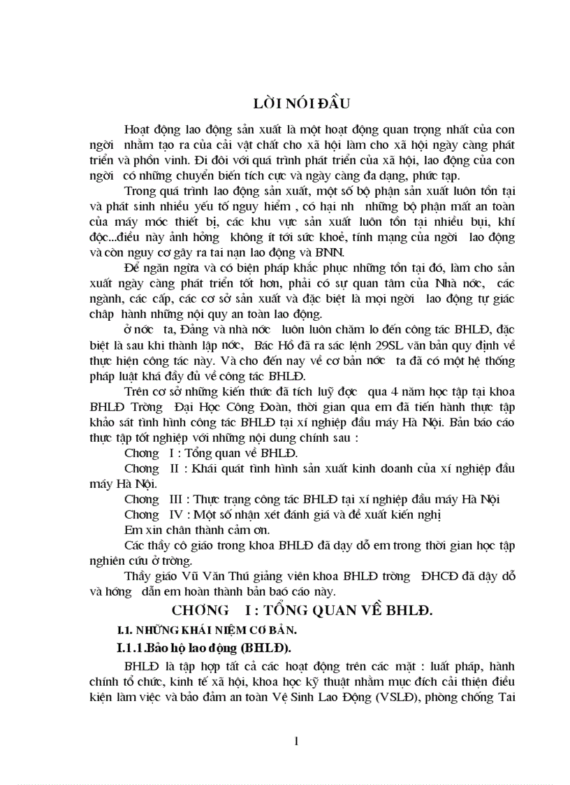 Thực trạng công tác BHLĐ tại xí nghiệp đầu máy Hà Nội 1