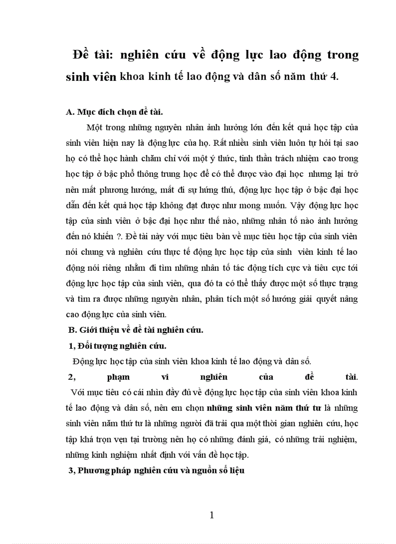 Nghiên cứu về động lực lao động trong sinh viên khoa kinh tế lao động và dân số năm thứ 4 1
