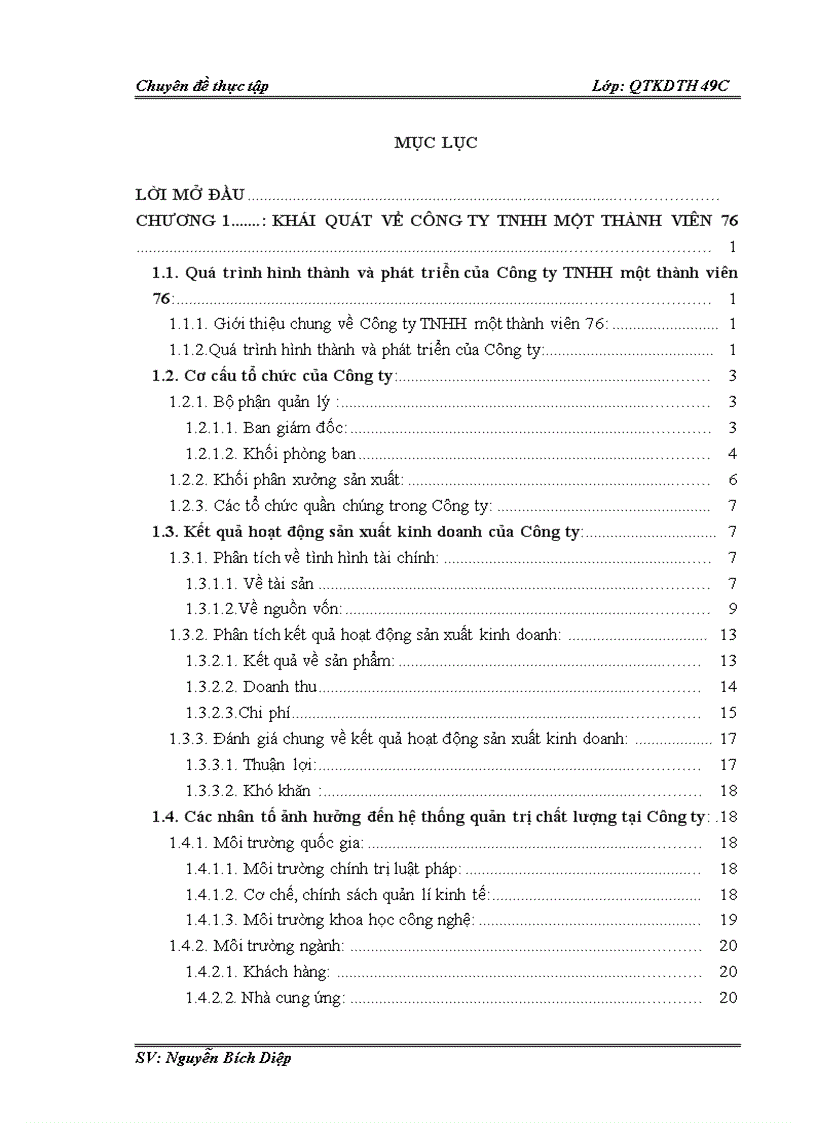 Hoàn thiện hệ thống quản lý chất lượng tại Công ty TNHH một thành viên 76 1