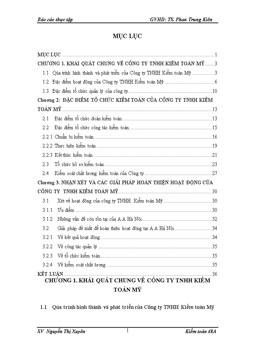 Báo cáo thực tập tại Công ty TNHH Kiểm toán Mỹ