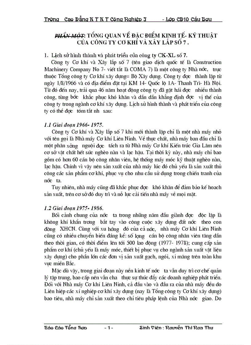 Báo cáo thực tập tại Công ty Cơ khí và Xây lắp số 7 1