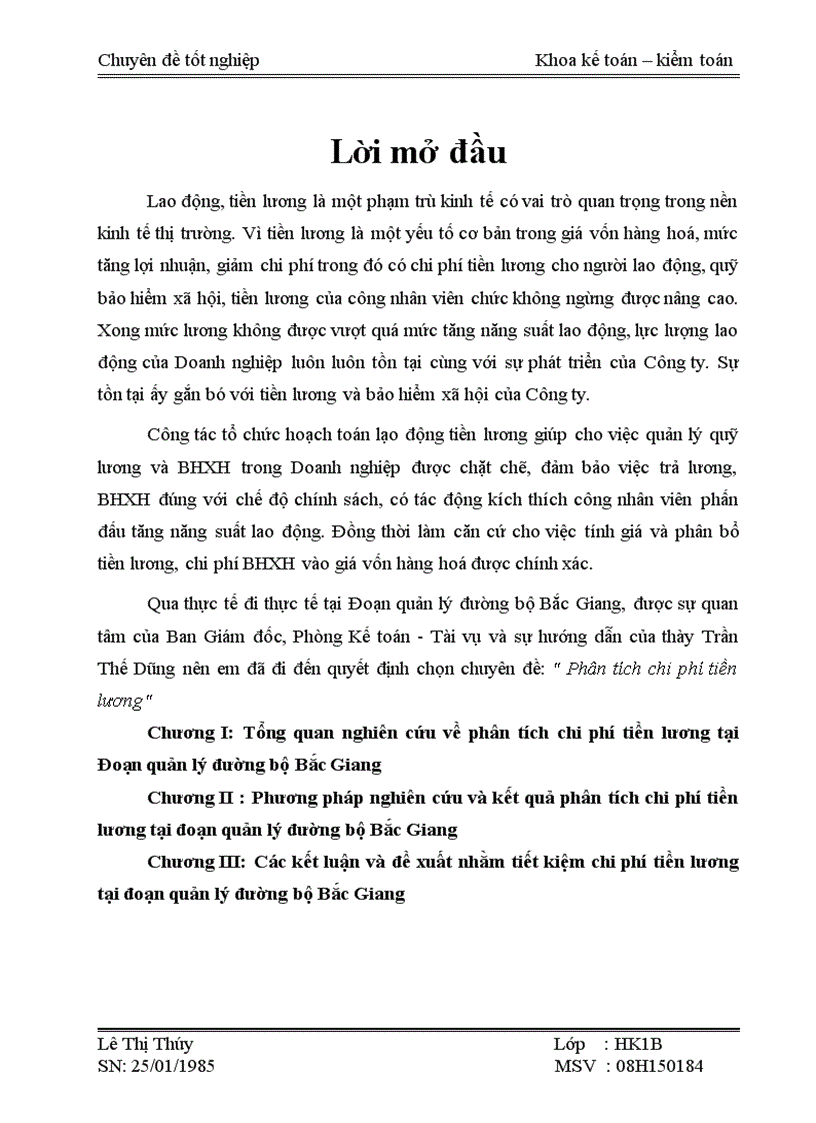 Các kết luận và đề xuất nhằm tiết kiệm chi phí tiền lương tại đoạn quản lý đường bộ Bắc Giang
