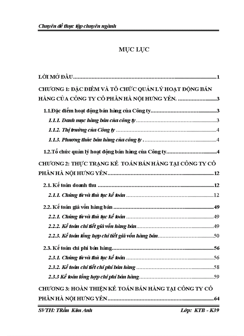 Thực trạng kế toán bán hàng tại công ty cổ phần hà nội hưng yên