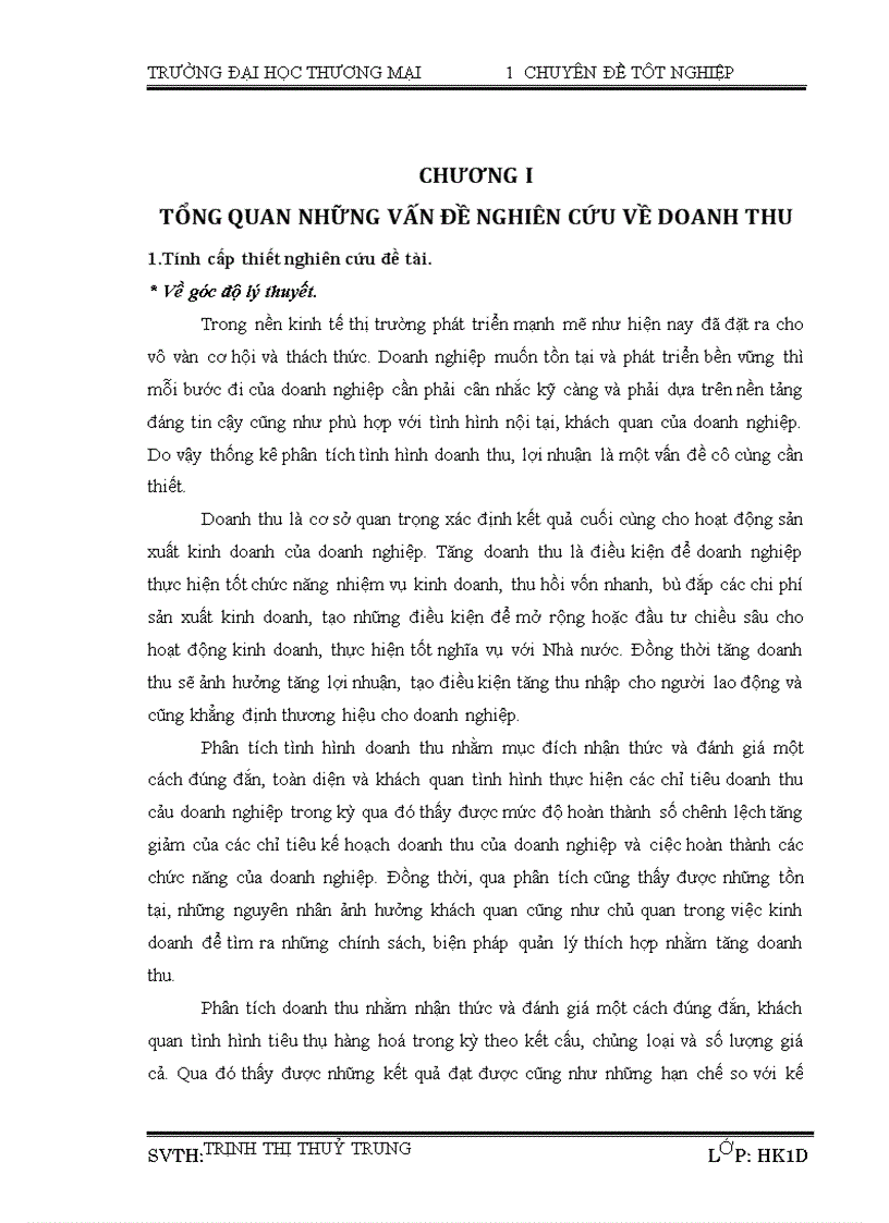 Phân tích doanh thu bán hàng tại công ty Cổ phần Đầu tư Sông Đà Việt Đức 1