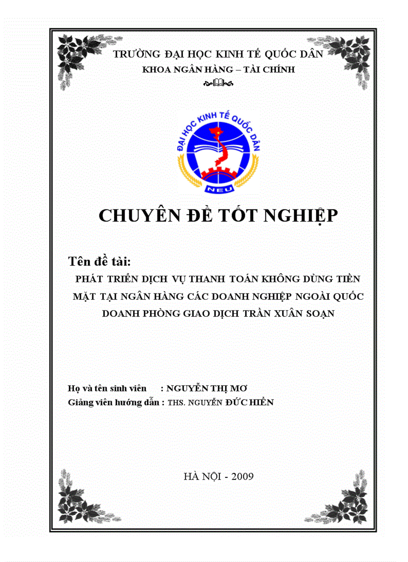 Phát triển dịch vụ thanh toán không dùng tiền mặt tại ngân hàng các doanh nghiệp ngoài quốc doanh phòng giao dịch trần xuân soạn