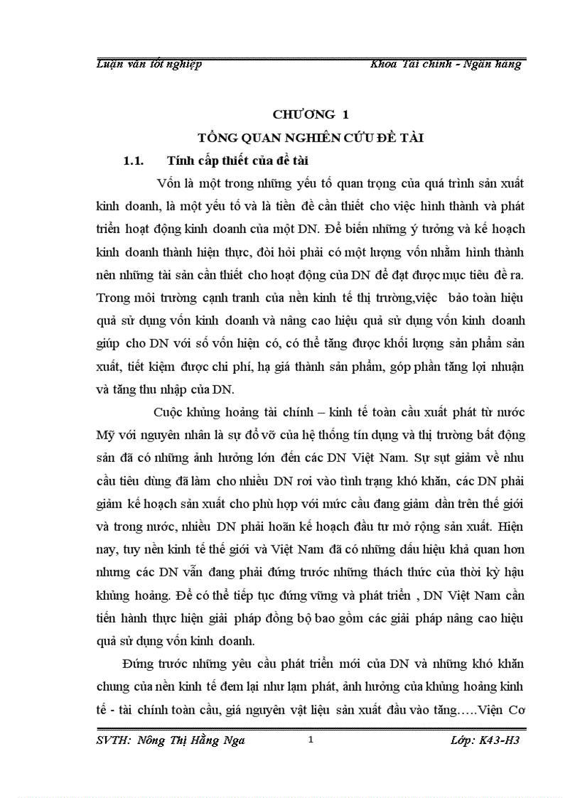 Hiệu quả sử dụng vốn ở Viện Cơ Khí Năng Lượng và Mỏ VINACOMIN 1