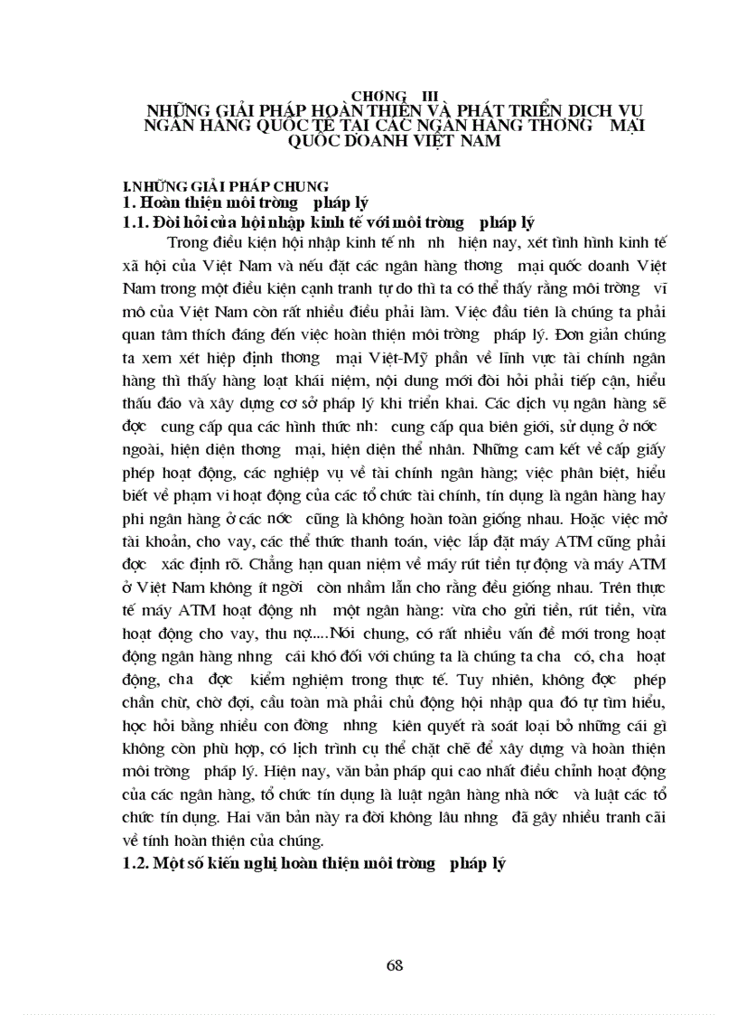 Những giải pháp hoàn thiện và phát triển dịch vụ ngân hàng quốc tế tại các ngân hàng thương mại quốc doanh Việt Nam