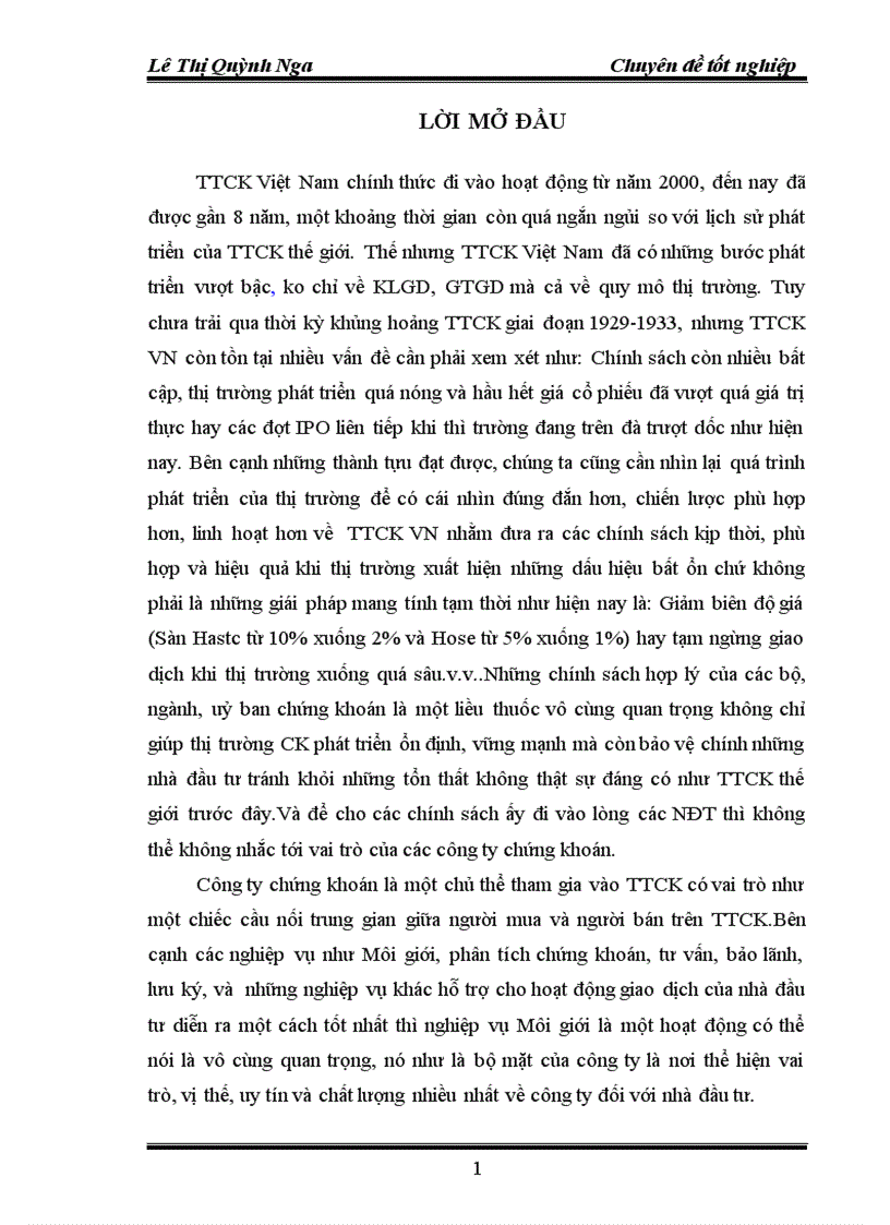 Thực trạng và giải pháp nâng cao hiệu quả hoạt động môi giới chứng khoán tại công ty Cổ phần chứng khoán Thăng Long