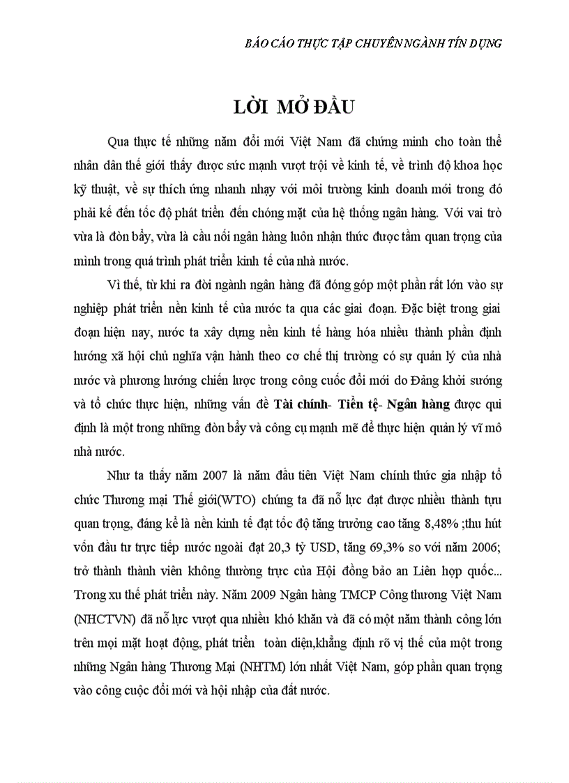 Báo cáo thực tập tại Ngân hàng TMCP Công thương Việt Nam Chi nhánh Đống Đa Hà Nội