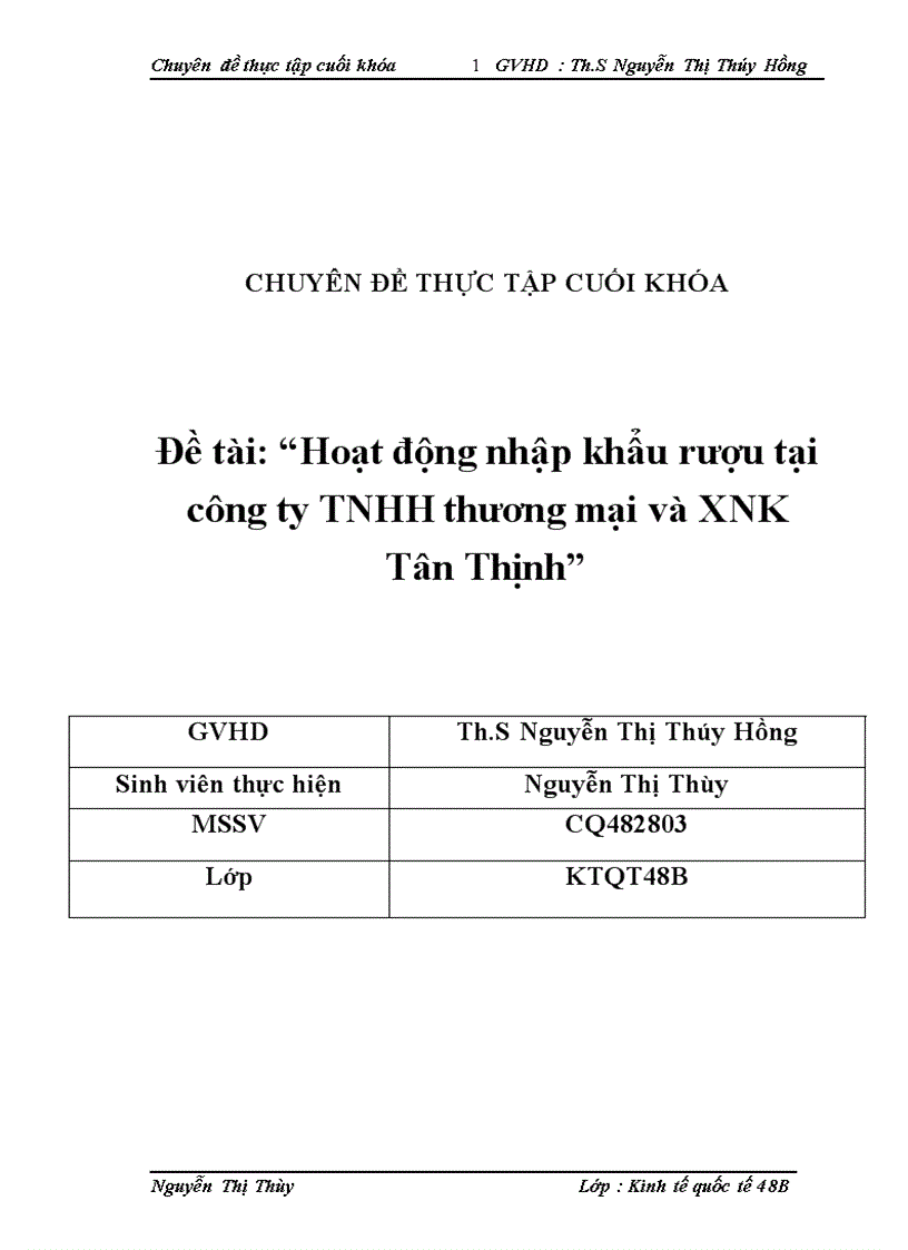 Hoạt động nhập khẩu rượu tại công ty TNHH thương mại và XNK Tân Thịnh 1