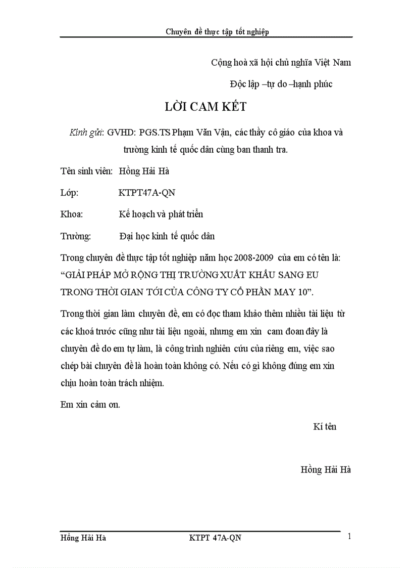 Giải pháp mở rộng thị trường xuất khẩu sang EU trong thời gian tới của công ty cổ phần May 10 1