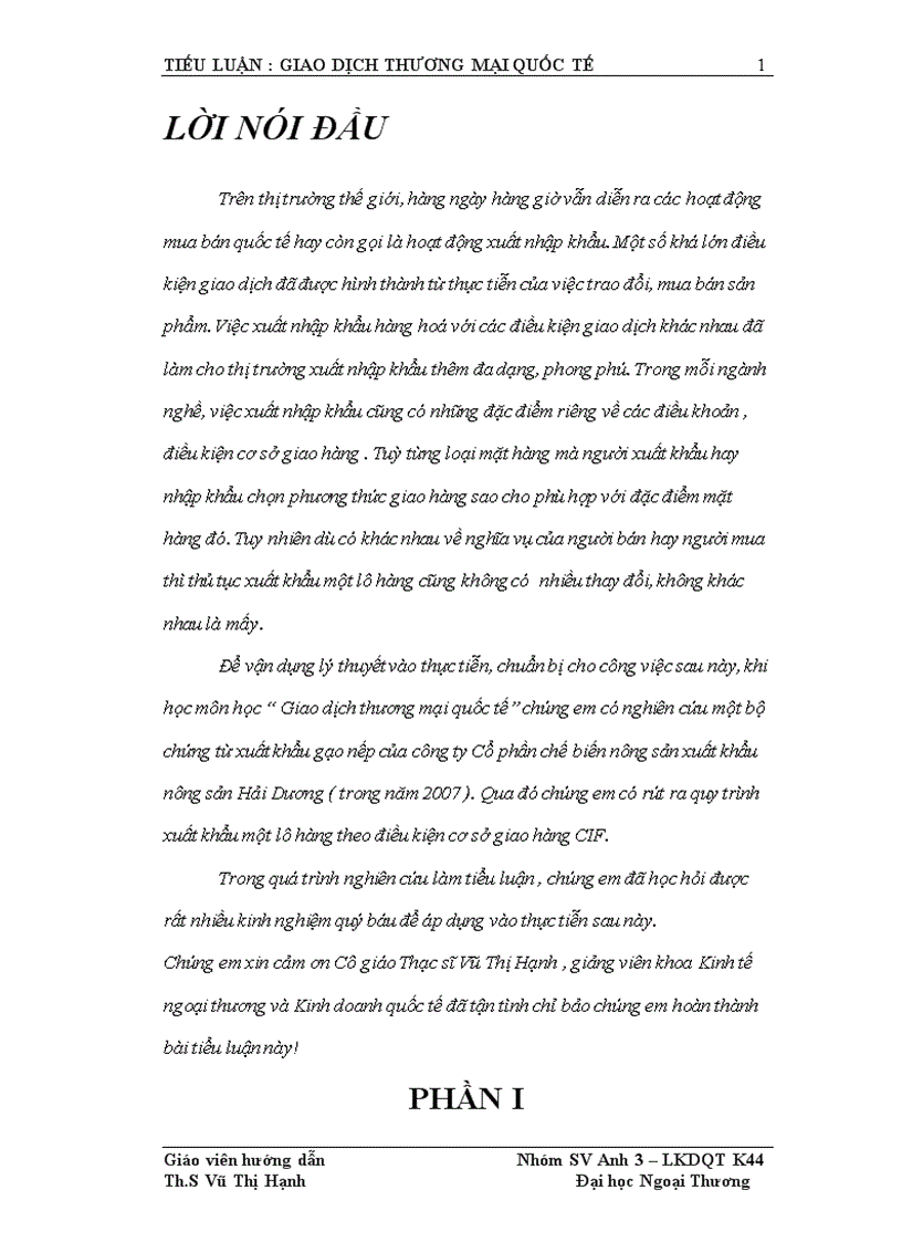 Quy trình xuất khẩu một lô hàng theo điều kiện cơ sở giao hàng CIF