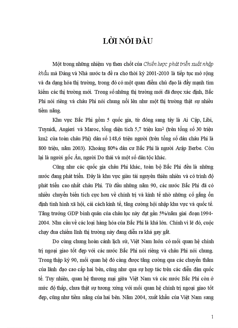 Các giải pháp phát triển quan hệ thương mại giữa Việt Nam với các nước Bắc Phi đến năm 2010 1