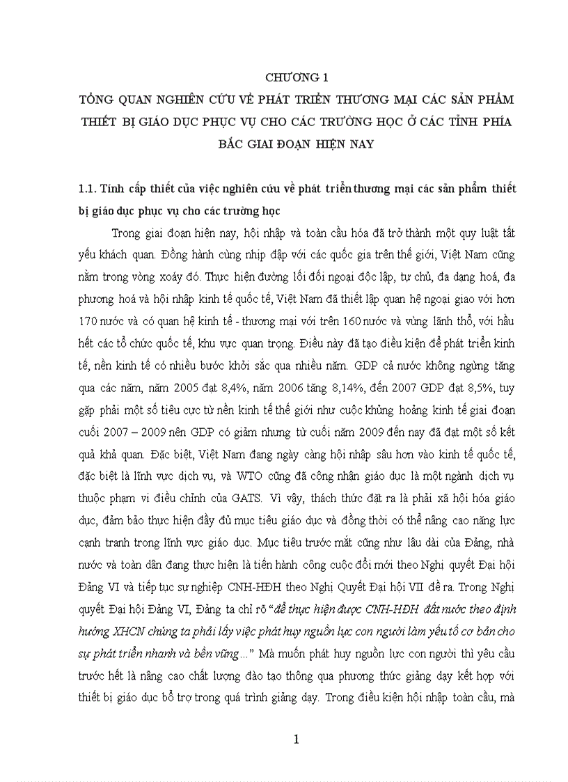 Giải pháp phát triển thương mại các sản phẩm thiết bị giáo dục phục vụ cho các trường học ở các tỉnh phía Bắc giai đoạn hiện nay