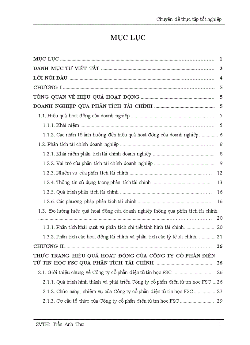 Nâng cao hiệu quả hoạt động Công ty cổ phần điện tử tin học FSC thông qua phân tích tài chính