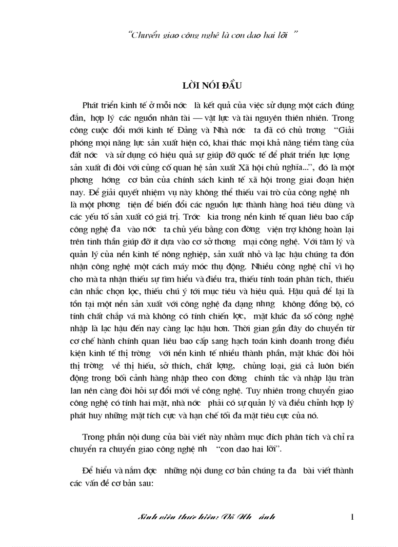 Chuyển giao công nghệ là con dao hai lưỡi 1