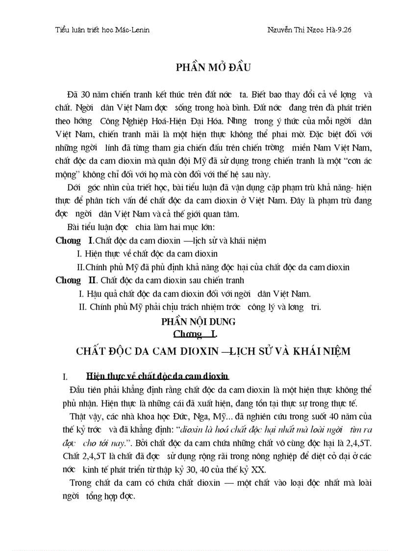 Chất độc da cam dioxin sau chiến tranh 1