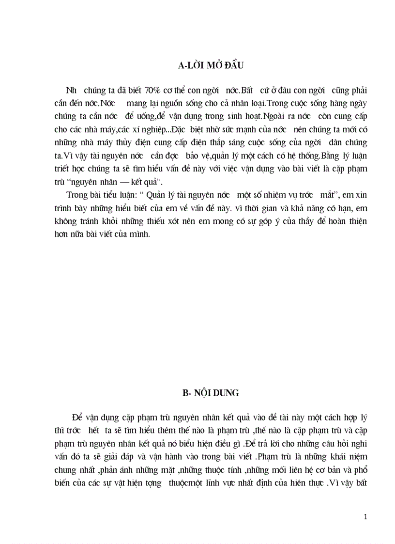 Quản lý tài nguyên nước một số nhiệm vụ trước mắt