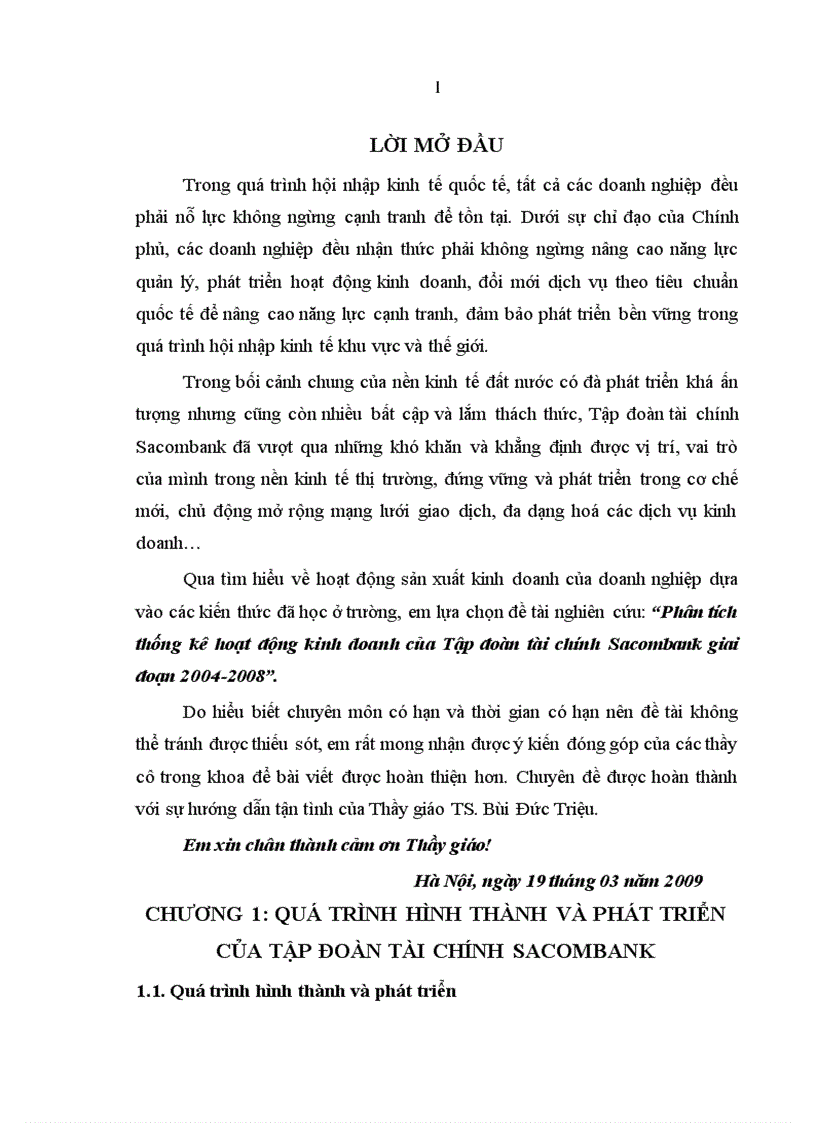 Phân tích thống kê hoạt động kinh doanh của Tập đoàn tài chính Sacombank giai đoạn 2004 2008